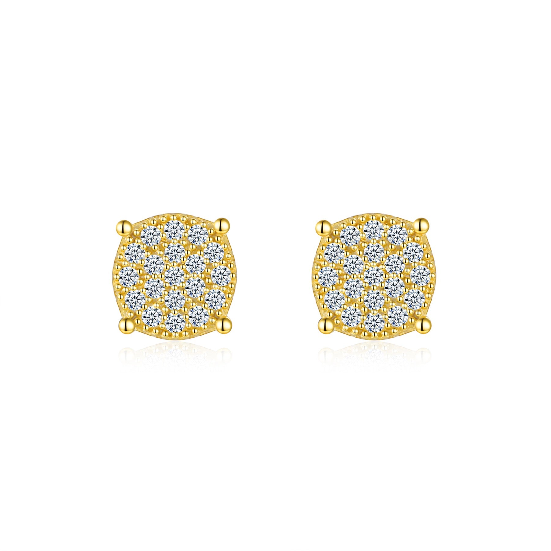 Sunlit Moissanite Pavé Cluster Stud Earrings in Gold-Tone Sterling Silver