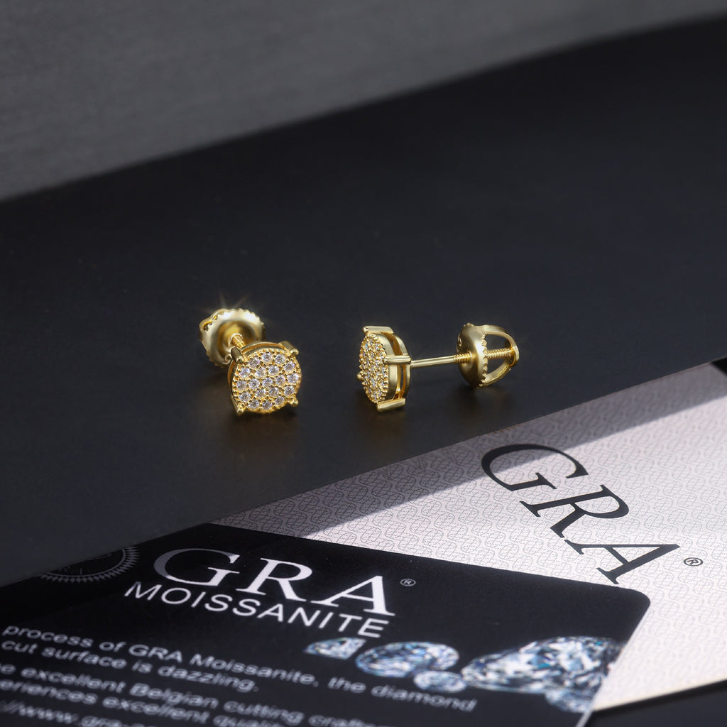 Sunlit Moissanite Pavé Cluster Stud Earrings in Gold-Tone Sterling Silver