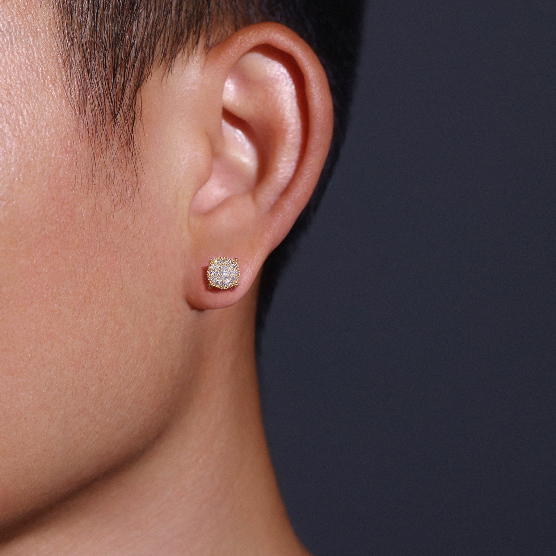 Sunlit Moissanite Pavé Cluster Stud Earrings in Gold-Tone Sterling Silver