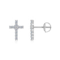 Grace Moissanite Cross Stud Earrings in Sterling Silver