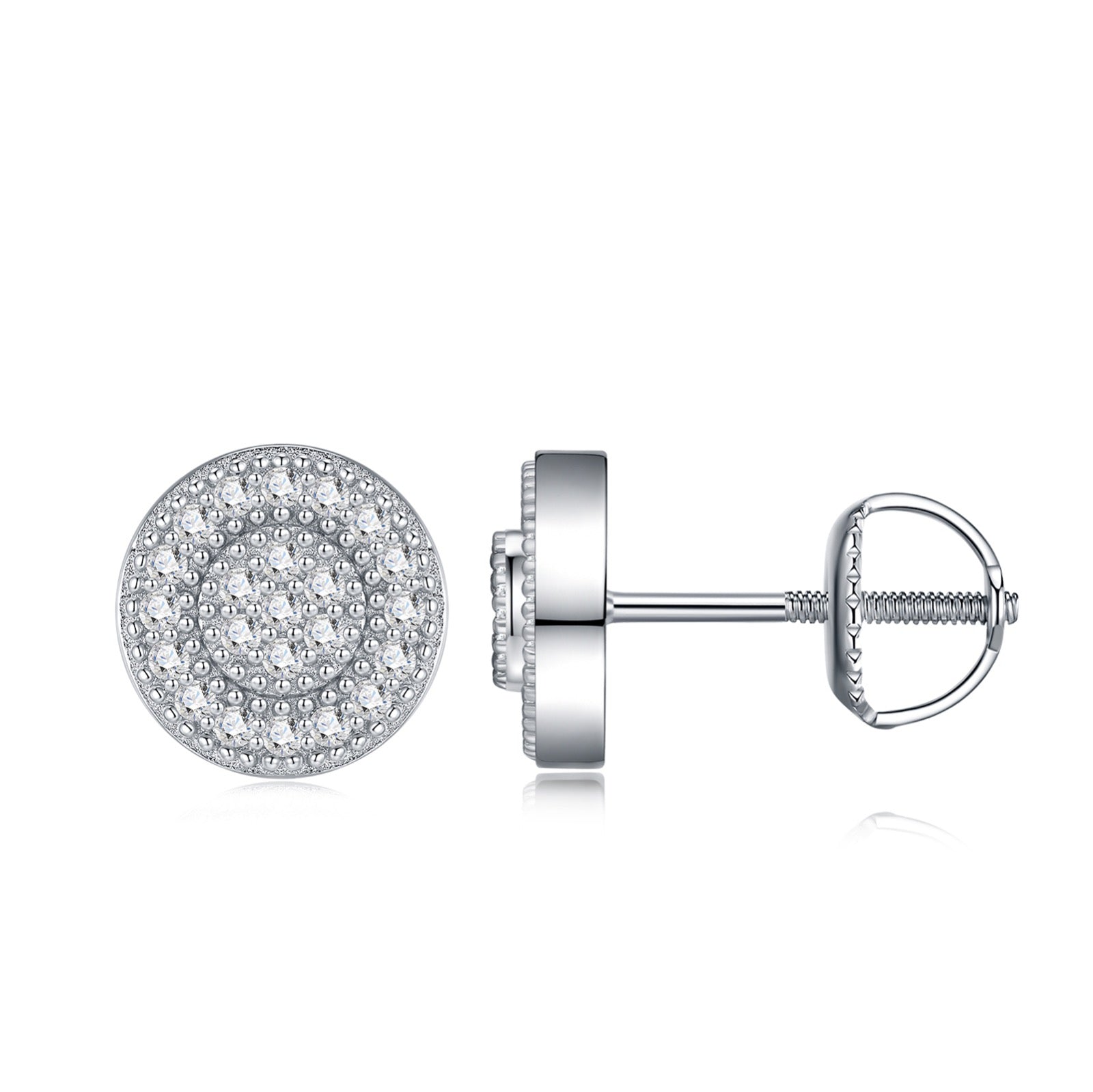 Solaire Moissanite Halo Stud Earrings in Sterling Silver