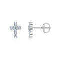 Crucis Moissanite Cross Stud Earrings in Sterling Silver