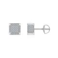 Parquet Moissanite Pavé Stud Earrings in Sterling Silver