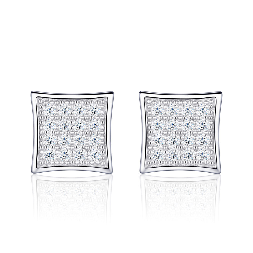 Shard Moissanite Pavé Stud Earrings in Sterling Silver