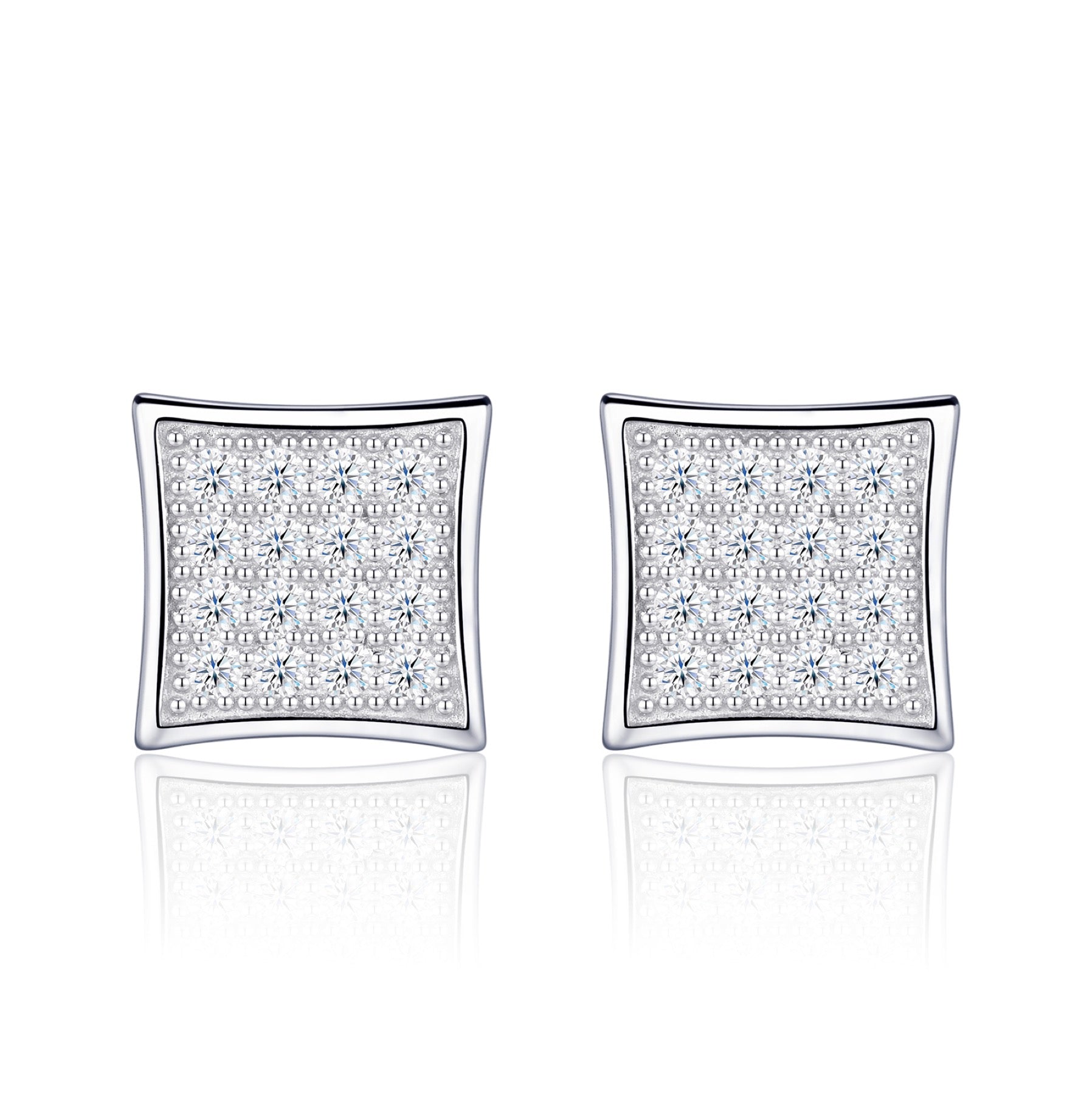 Shard Moissanite Pavé Stud Earrings in Sterling Silver