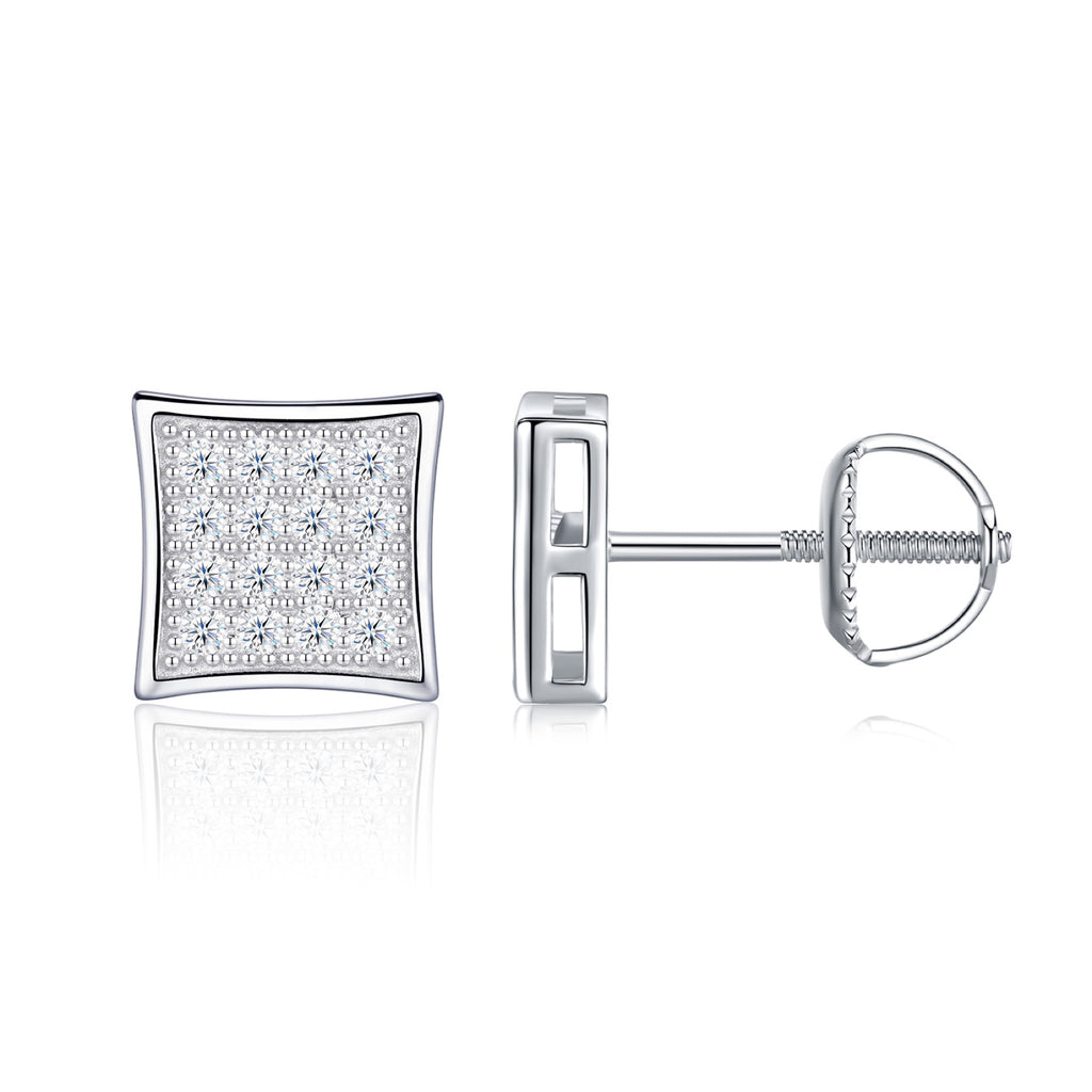 Shard Moissanite Pavé Stud Earrings in Sterling Silver