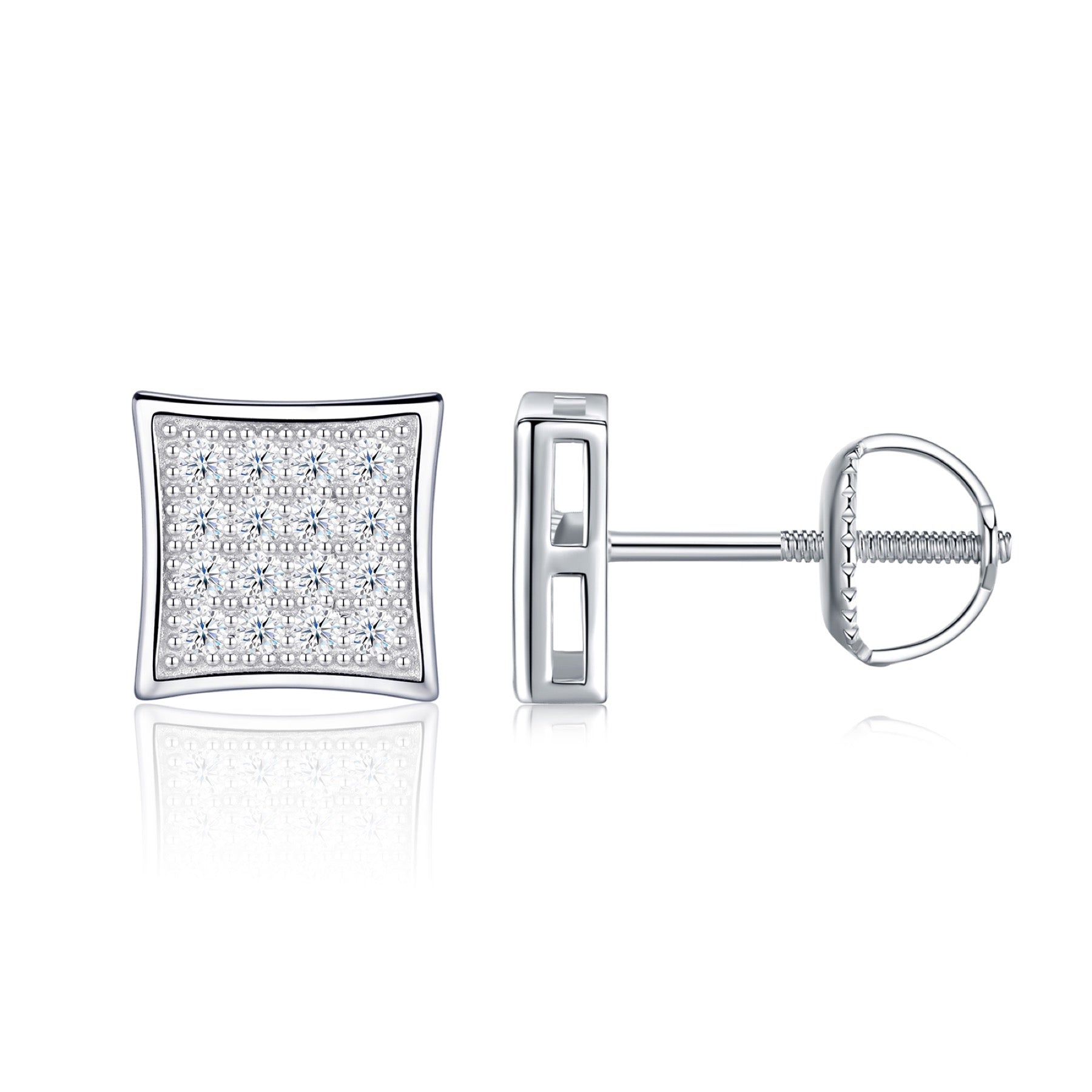 Shard Moissanite Pavé Stud Earrings in Sterling Silver