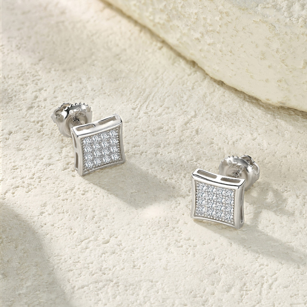 Shard Moissanite Pavé Stud Earrings in Sterling Silver