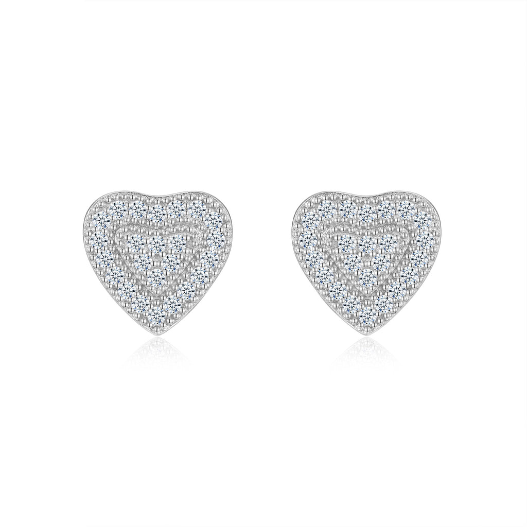 Lovepave Moissanite Heart Stud Earrings in Sterling Silver