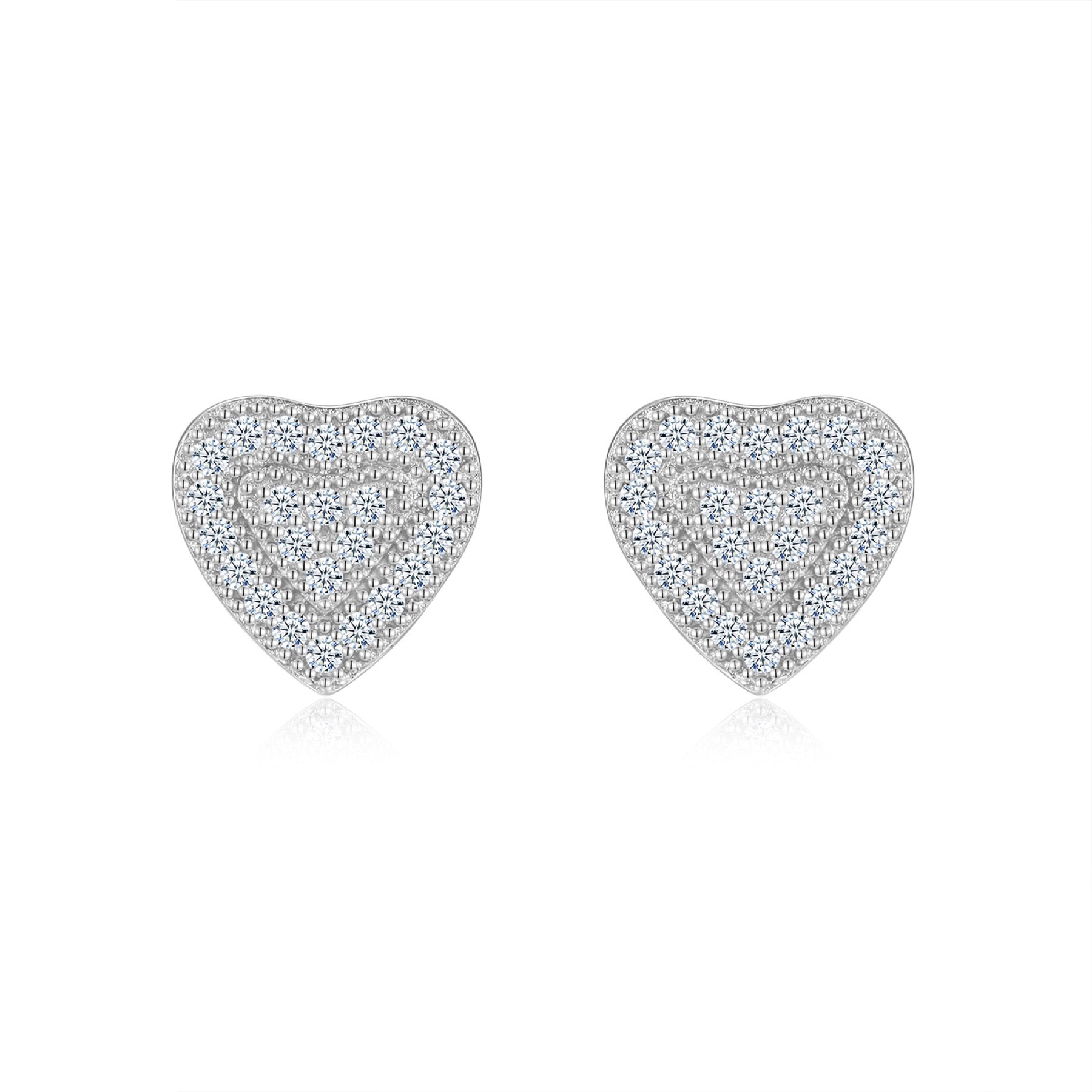 Lovepave Moissanite Heart Stud Earrings in Sterling Silver