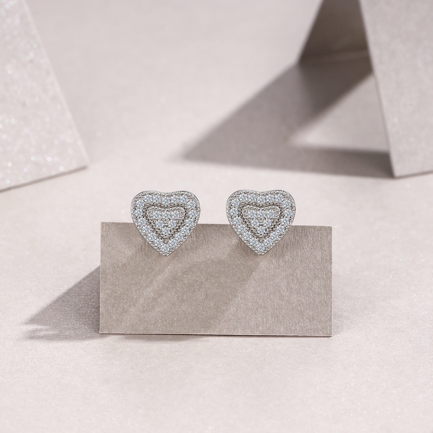 Lovepave Moissanite Heart Stud Earrings in Sterling Silver