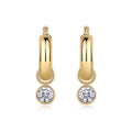 Sfera 1 Carat Moissanite Drop Huggie Hoop Earrings in Gold-Tone Sterling Silver