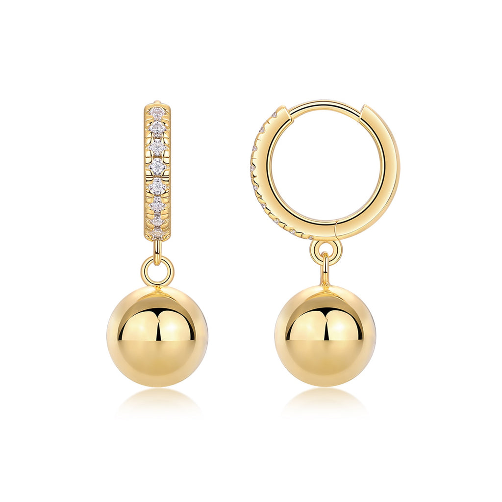 Perla Moissanite Drop Huggie Hoop Earrings in Gold-Tone Sterling Silver
