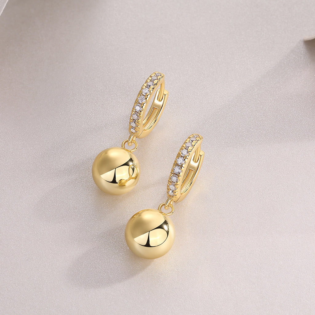 Perla Moissanite Drop Huggie Hoop Earrings in Gold-Tone Sterling Silver