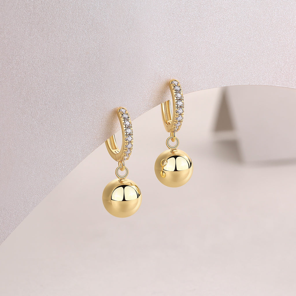Perla Moissanite Drop Huggie Hoop Earrings in Gold-Tone Sterling Silver