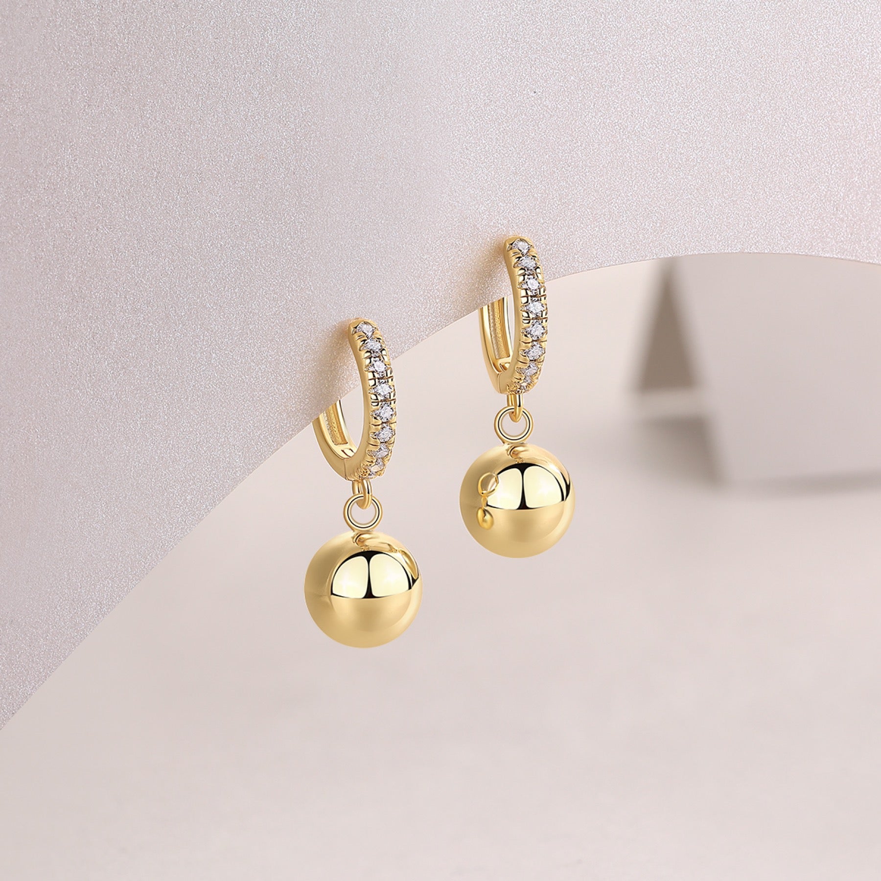Perla Moissanite Drop Huggie Hoop Earrings in Gold-Tone Sterling Silver
