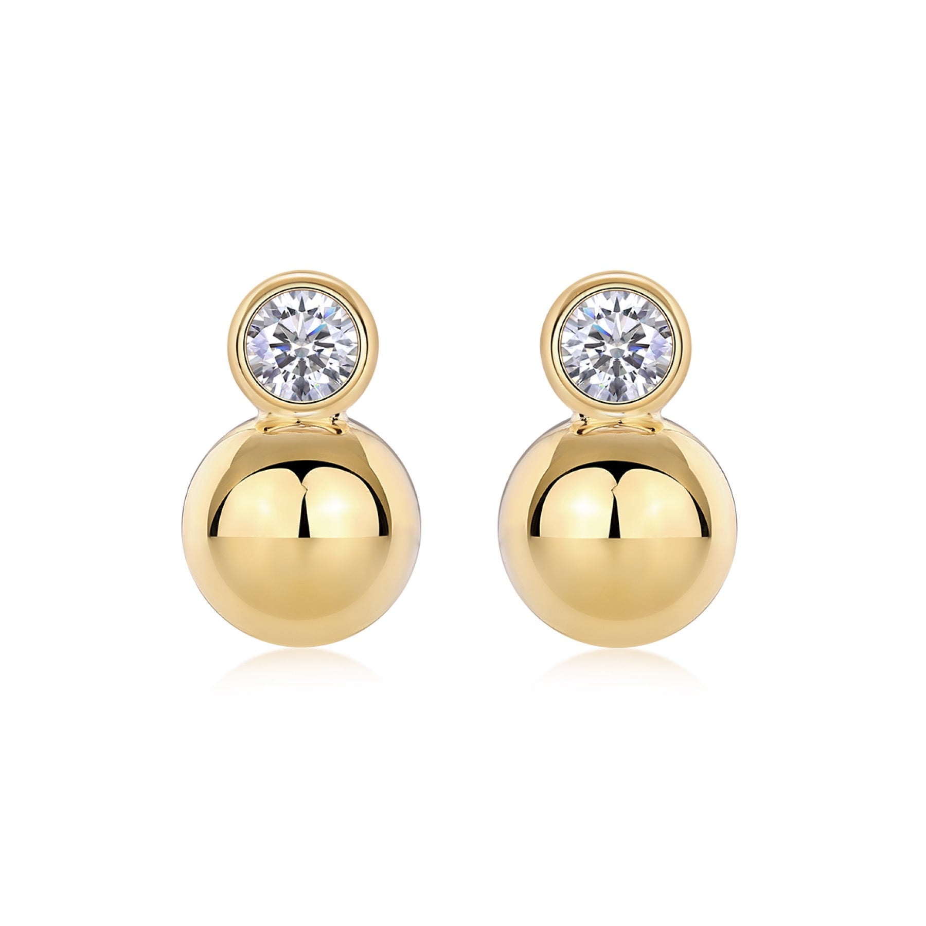 Bolla Moissanite Ball Drop Earrings in Gold-Tone Sterling Silver