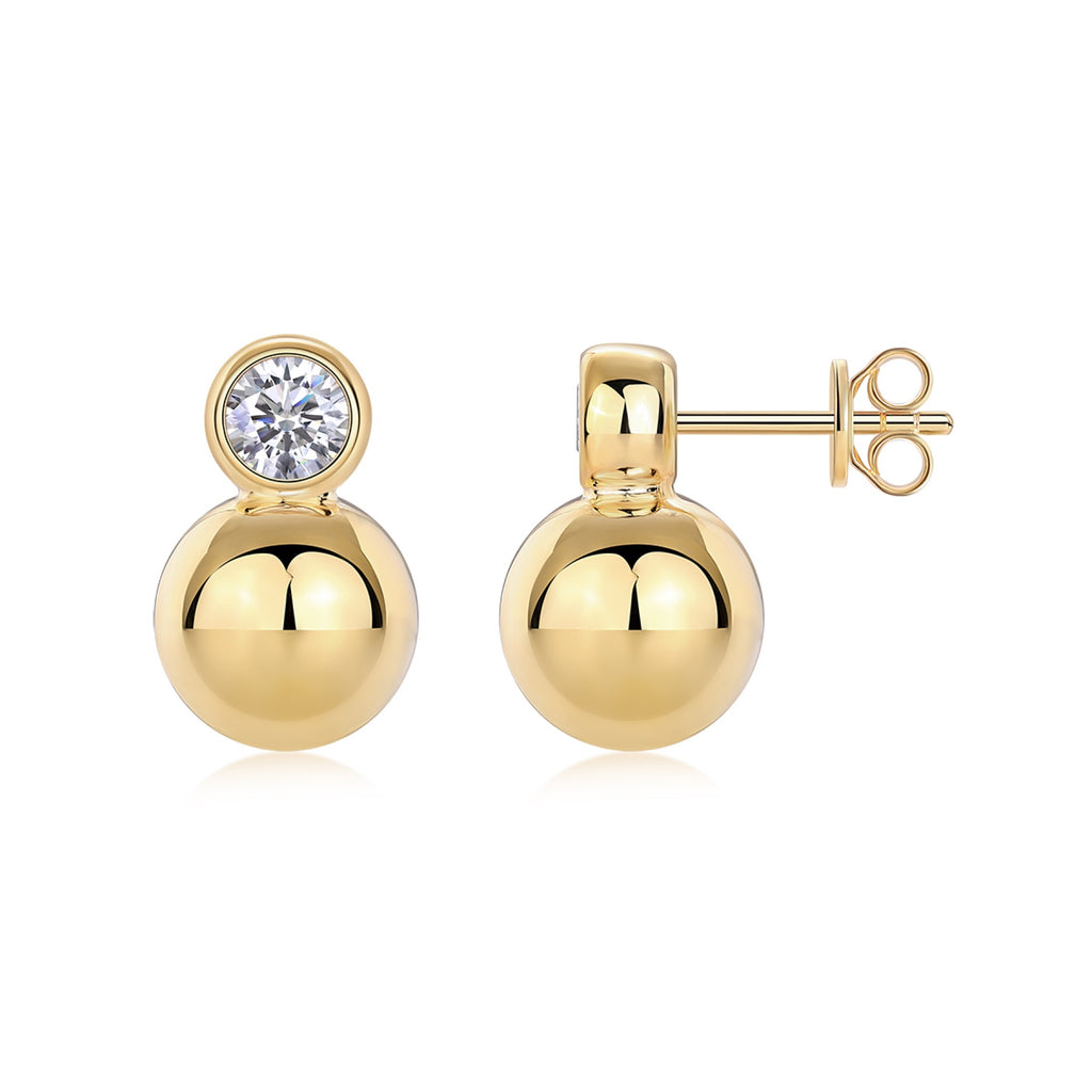 Bolla Moissanite Ball Drop Earrings in Gold-Tone Sterling Silver