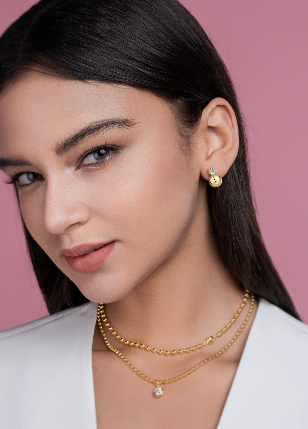 Bolla Moissanite Ball Drop Earrings in Gold-Tone Sterling Silver