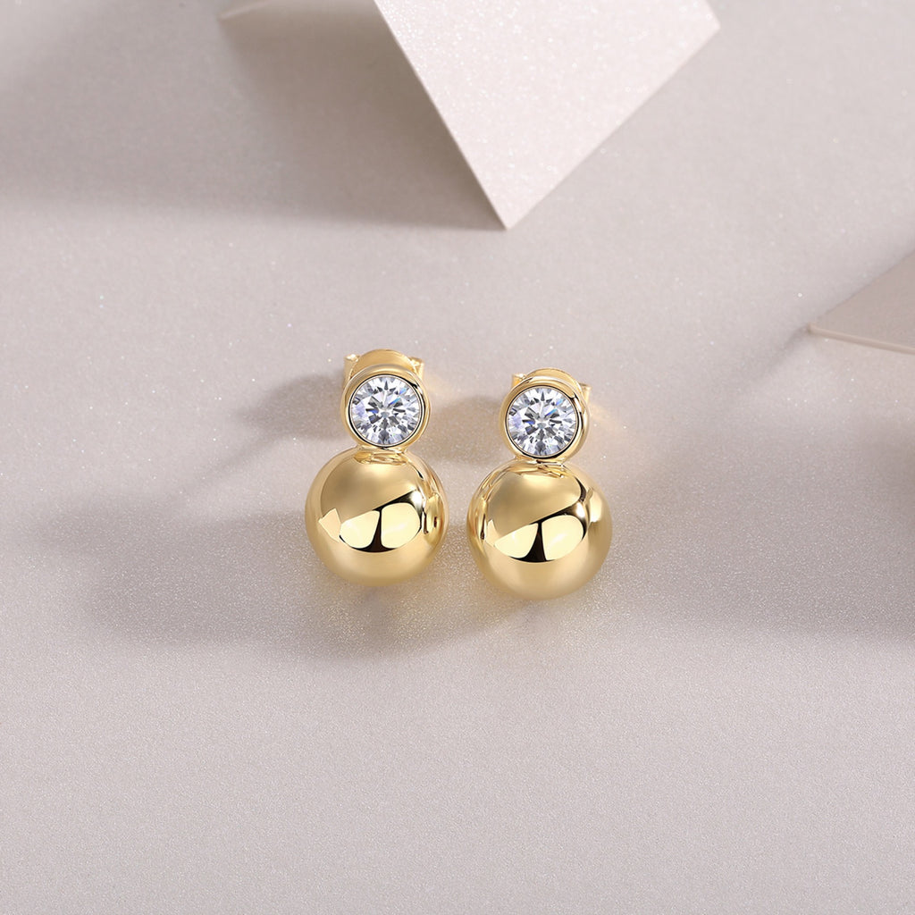 Bolla Moissanite Ball Drop Earrings in Gold-Tone Sterling Silver