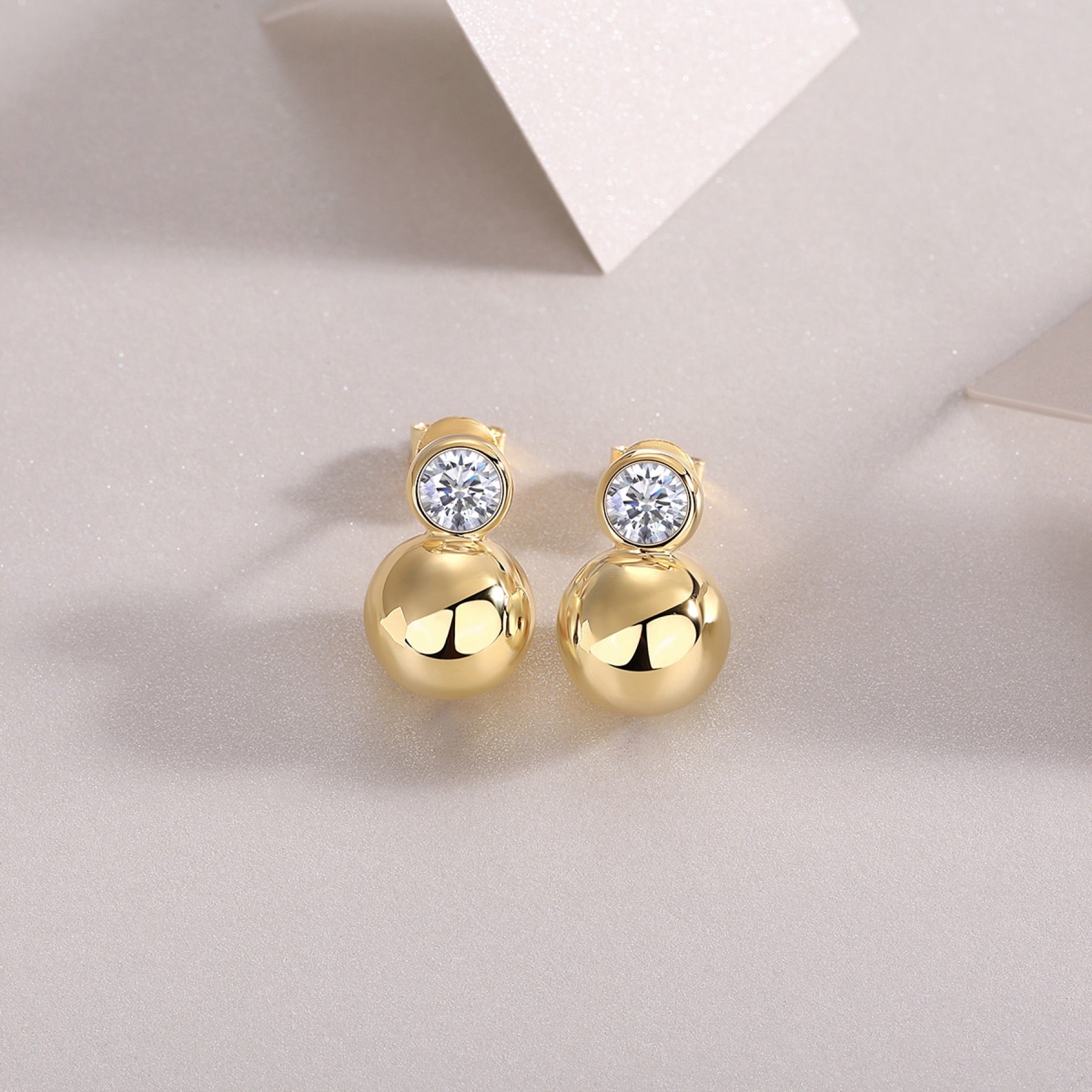 Bolla Moissanite Ball Drop Earrings in Gold-Tone Sterling Silver