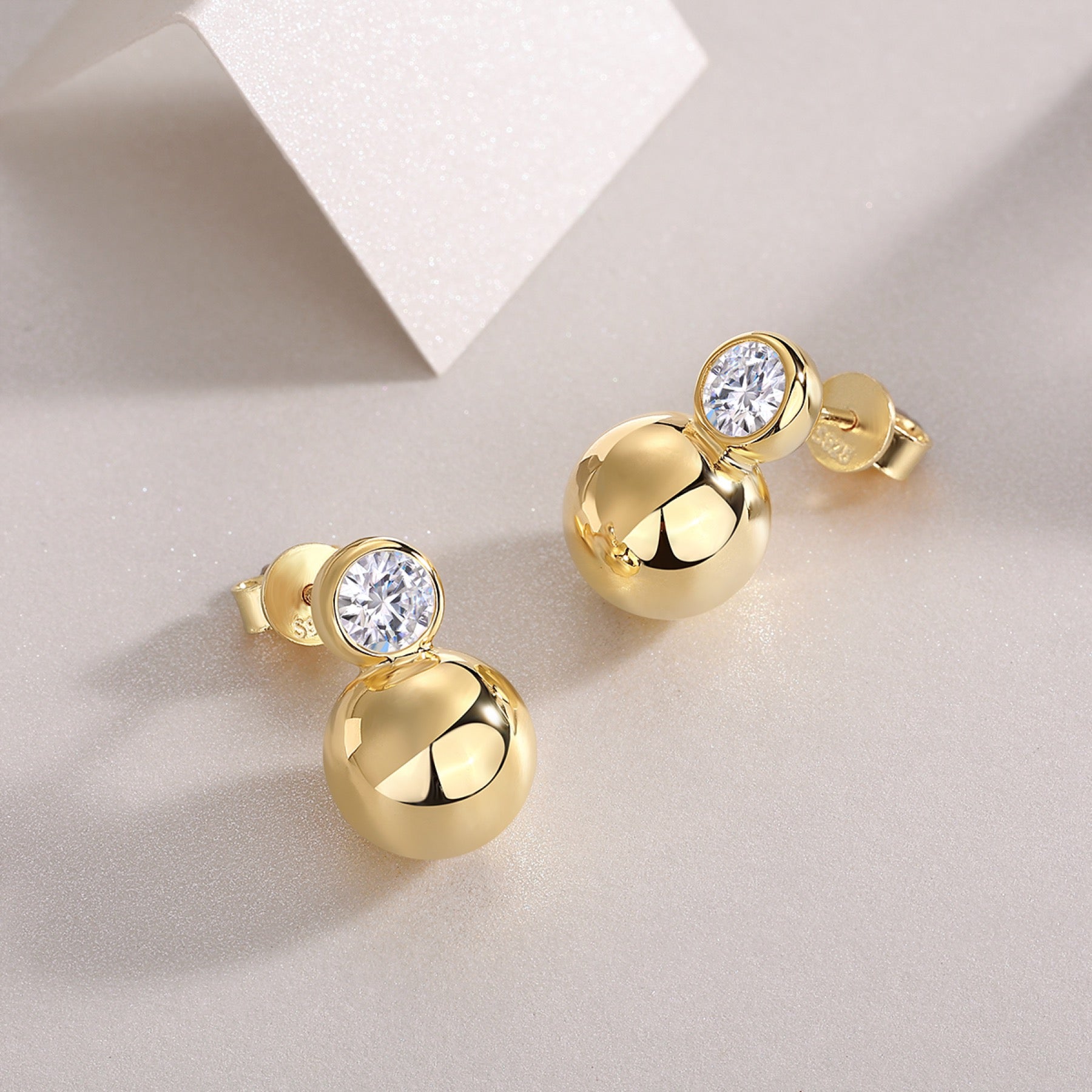 Bolla Moissanite Ball Drop Earrings in Gold-Tone Sterling Silver