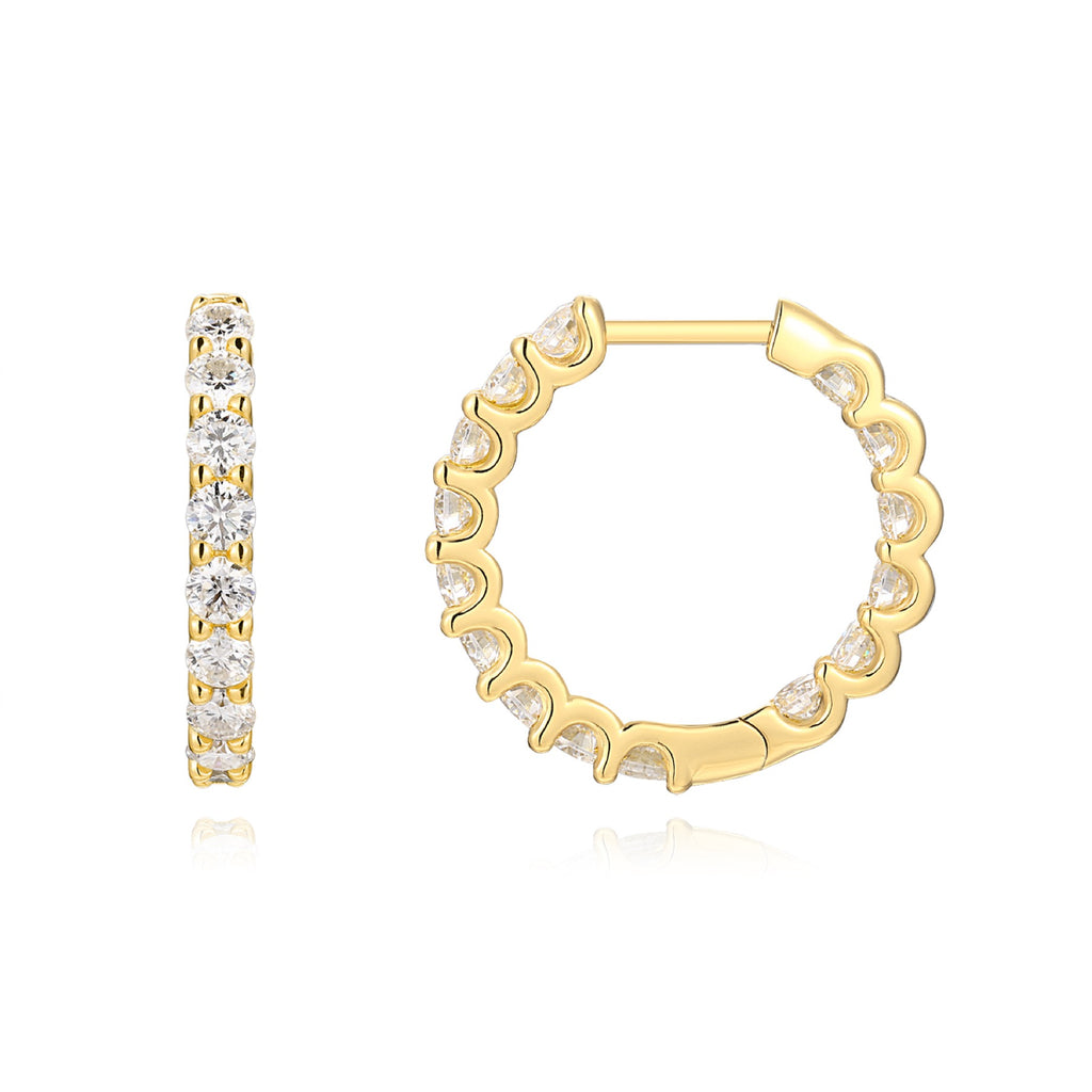 Goccia Moissanite Huggie Hoop Earrings in Gold-Tone Sterling Silver