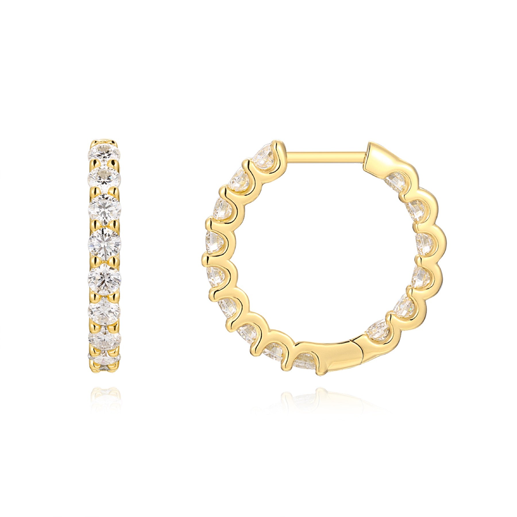 Goccia Moissanite Huggie Hoop Earrings in Gold-Tone Sterling Silver
