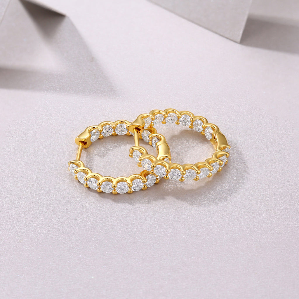 Goccia Moissanite Huggie Hoop Earrings in Gold-Tone Sterling Silver