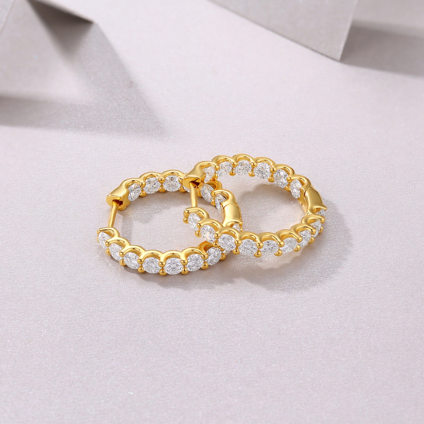 Goccia Moissanite Huggie Hoop Earrings in Gold-Tone Sterling Silver