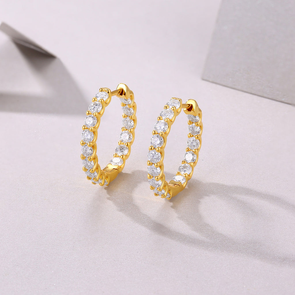 Goccia Moissanite Huggie Hoop Earrings in Gold-Tone Sterling Silver