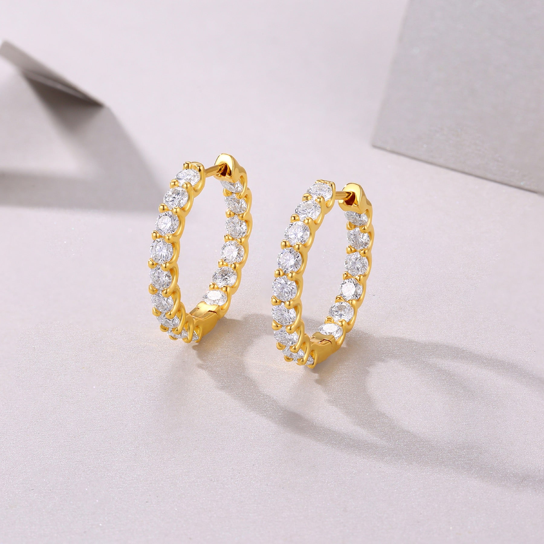 Goccia Moissanite Huggie Hoop Earrings in Gold-Tone Sterling Silver
