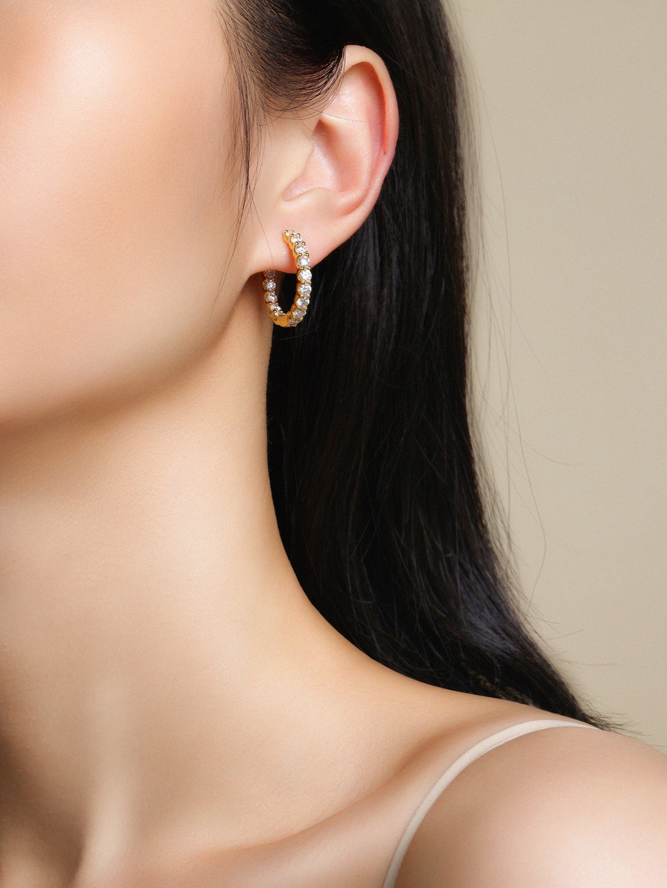Goccia Moissanite Huggie Hoop Earrings in Gold-Tone Sterling Silver