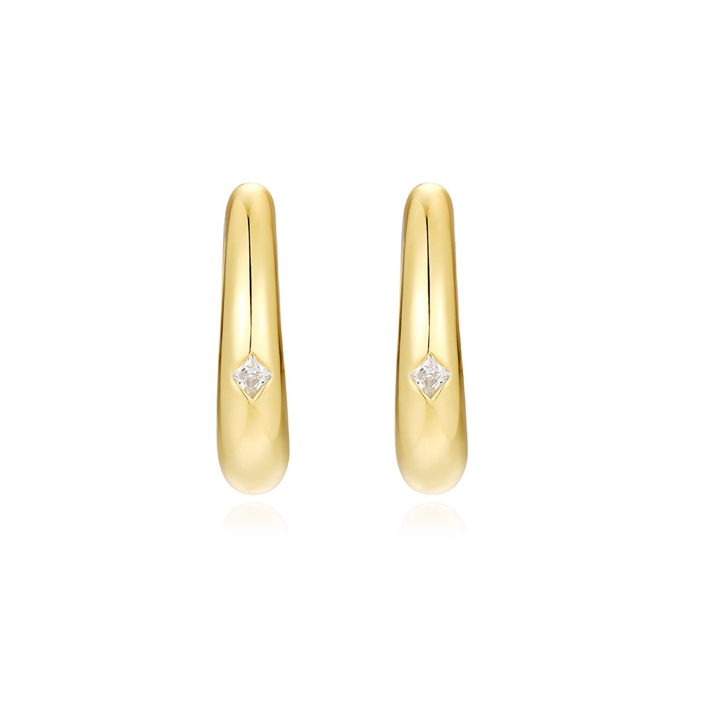 Stellare Moissanite Huggie Hoop Earrings in Gold-Tone Sterling Silver