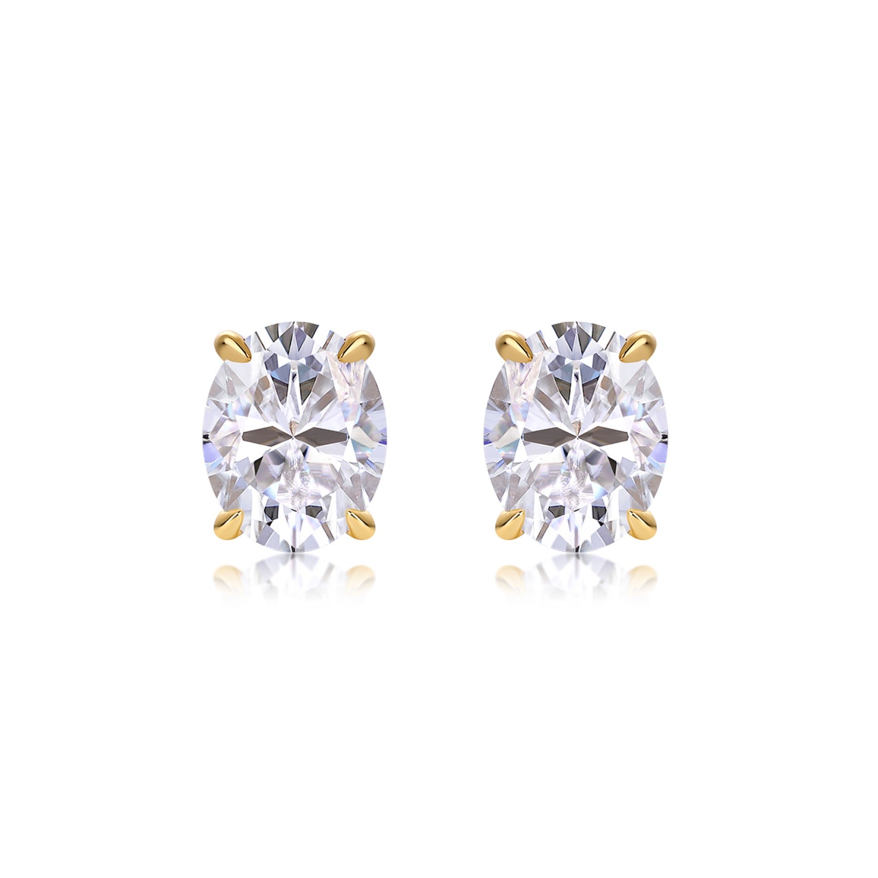 Uovo Moissanite Oval Stud Earrings in Gold-Tone Sterling Silver