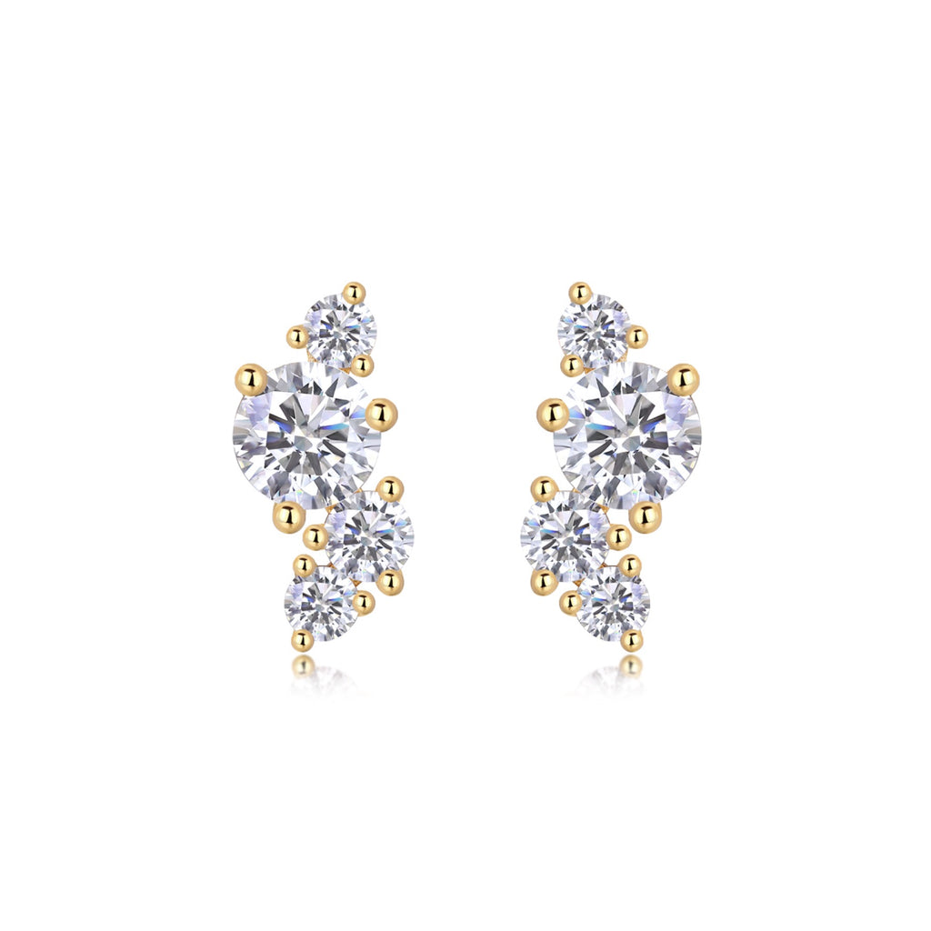 Rivo Moissanite Drop Stud Earrings in Gold-Tone Sterling Silver