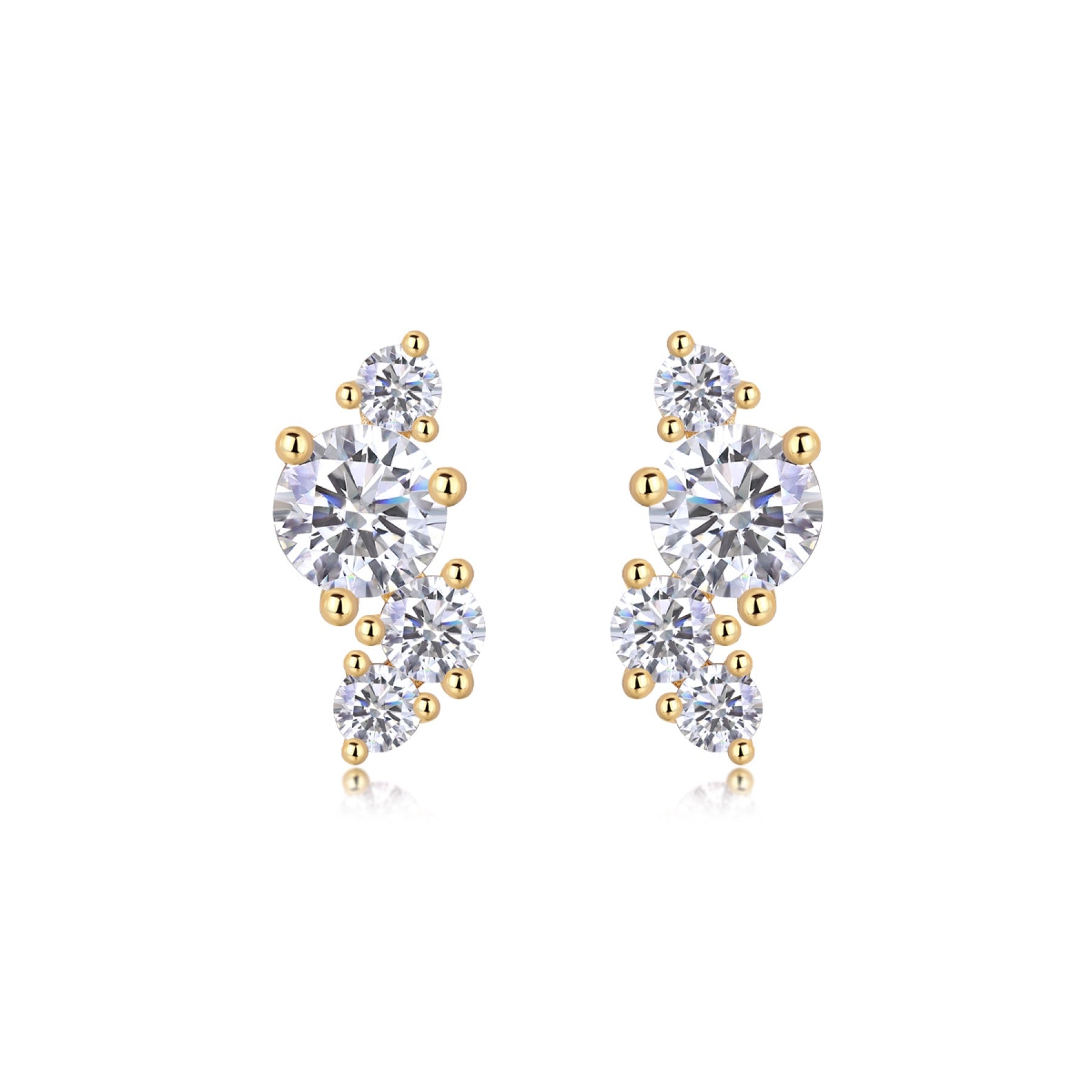 Rivo Moissanite Drop Stud Earrings in Gold-Tone Sterling Silver