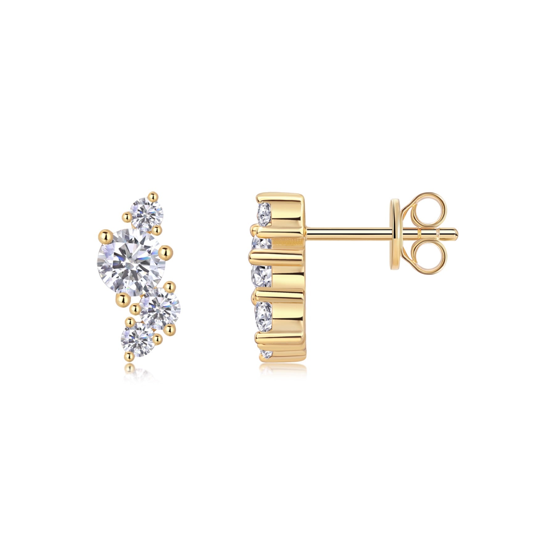 Rivo Moissanite Drop Stud Earrings in Gold-Tone Sterling Silver