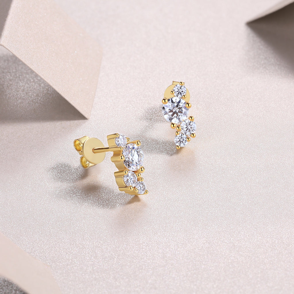 Rivo Moissanite Drop Stud Earrings in Gold-Tone Sterling Silver