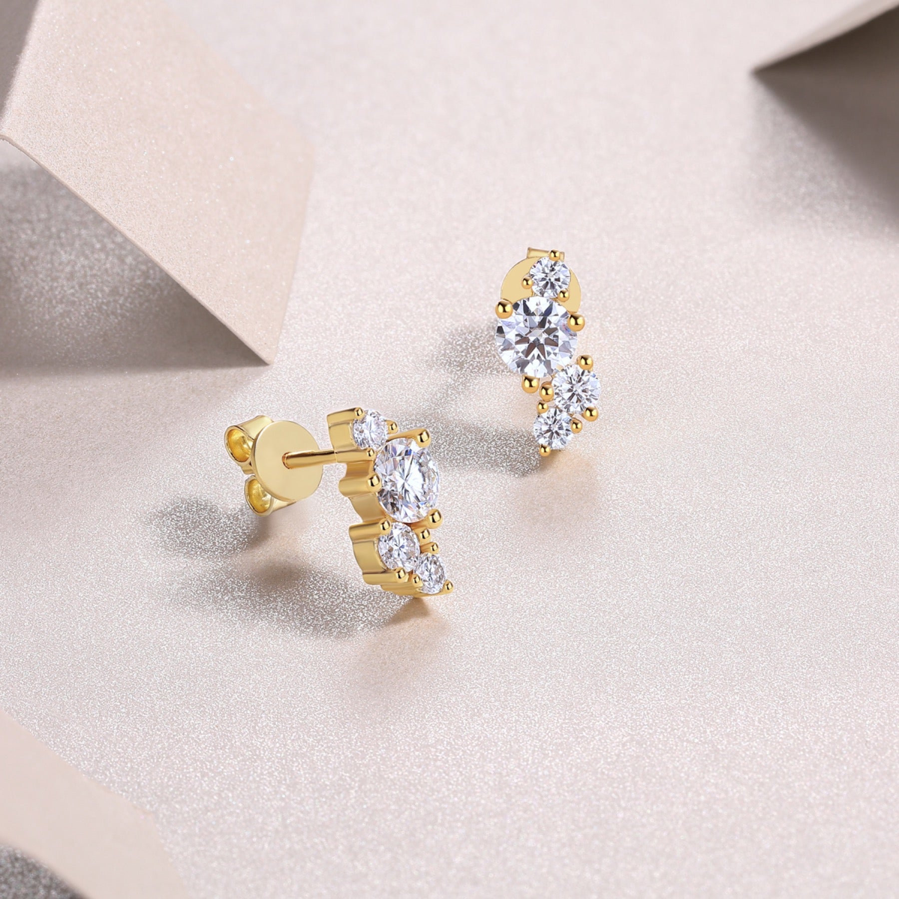 Rivo Moissanite Drop Stud Earrings in Gold-Tone Sterling Silver