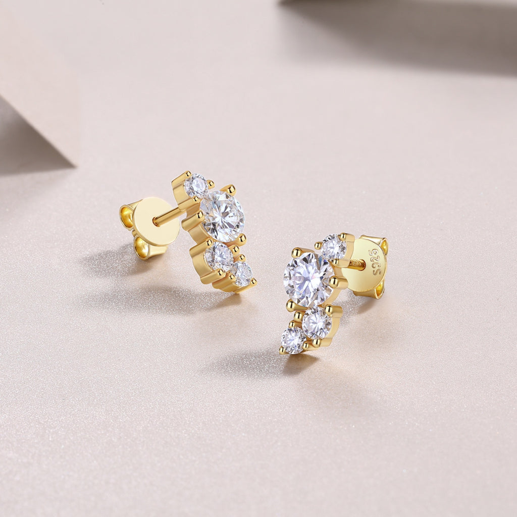 Rivo Moissanite Drop Stud Earrings in Gold-Tone Sterling Silver