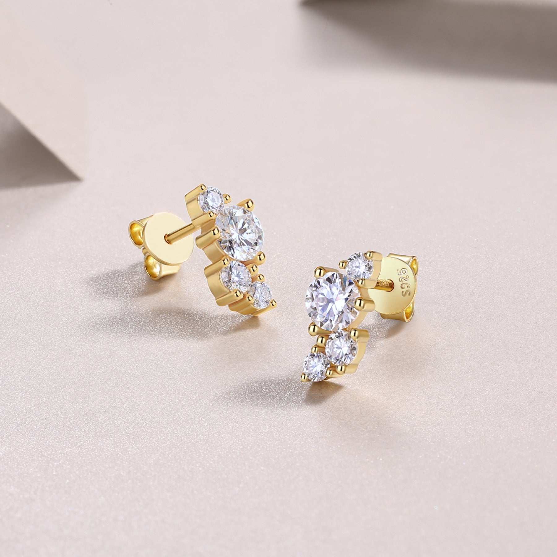 Rivo Moissanite Drop Stud Earrings in Gold-Tone Sterling Silver