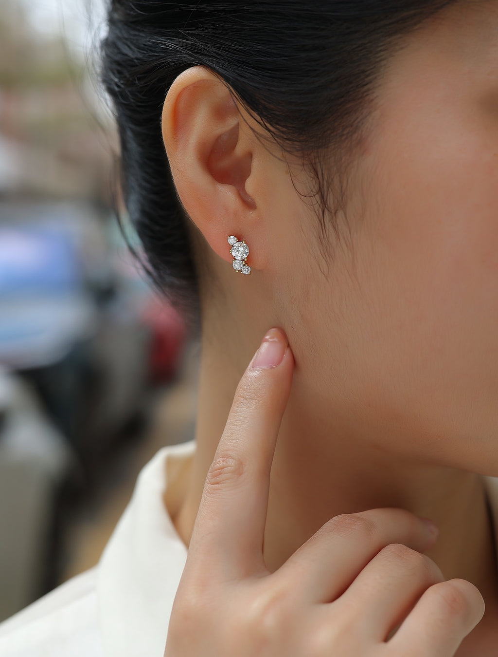 Rivo Moissanite Drop Stud Earrings in Gold-Tone Sterling Silver