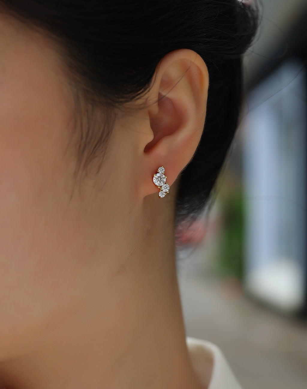 Rivo Moissanite Drop Stud Earrings in Gold-Tone Sterling Silver