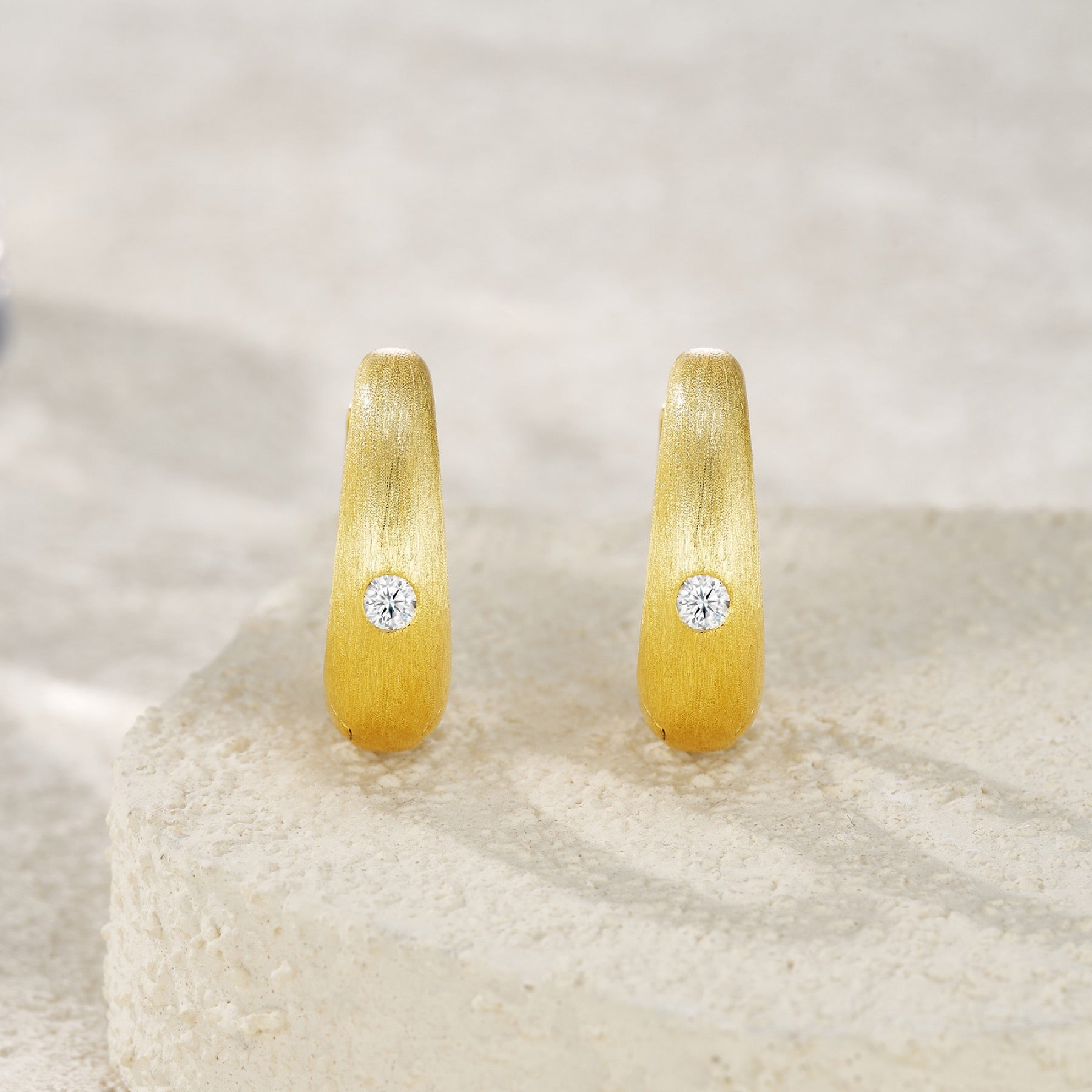 Lacrima Moissanite Teardrop Stud Earrings in Gold-Tone Sterling Silver