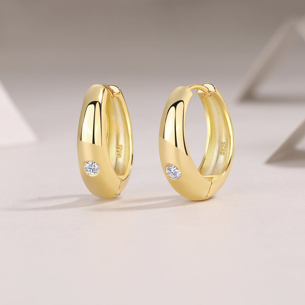Lacrima Moissanite Teardrop Stud Earrings in Gold-Tone Sterling Silver
