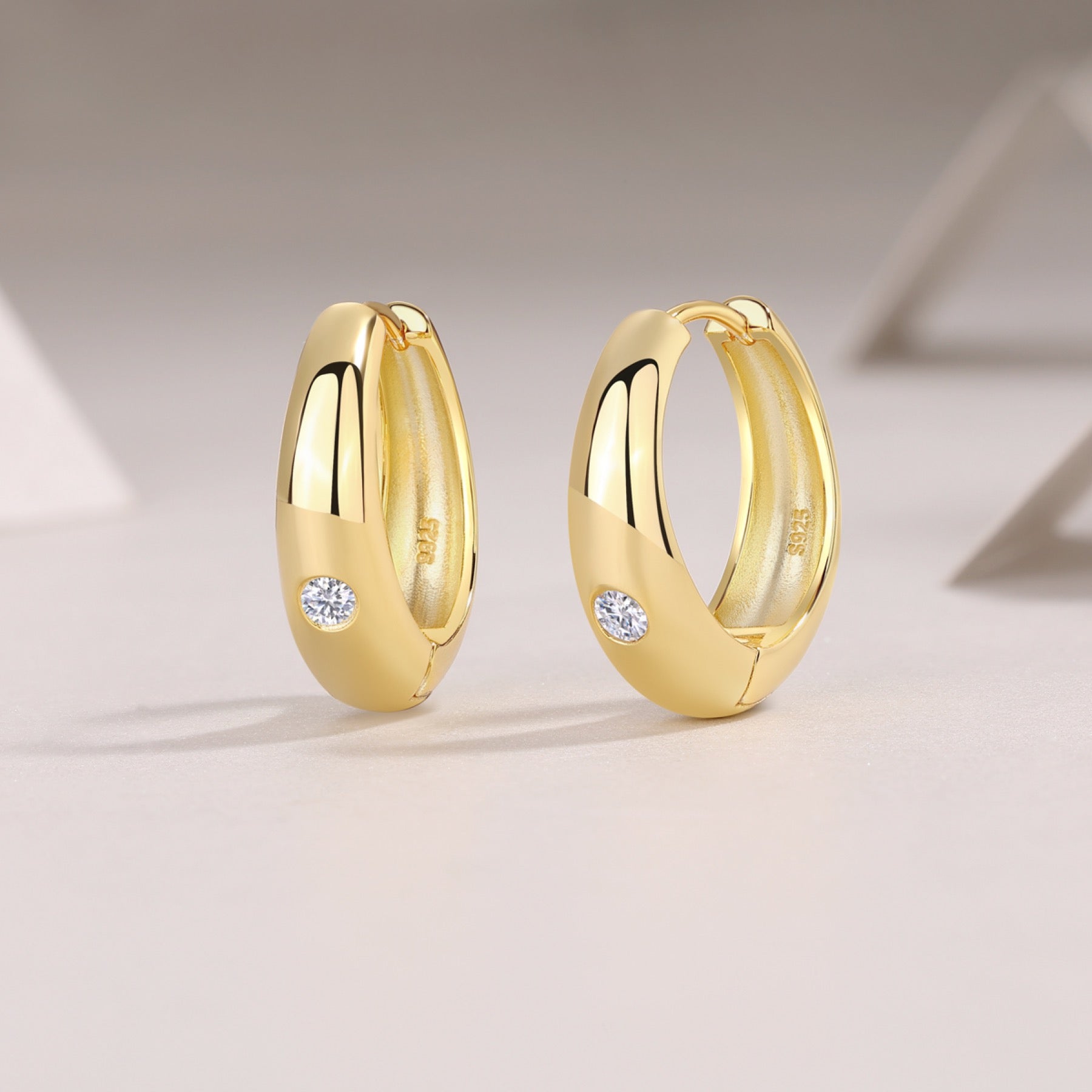 Lacrima Moissanite Teardrop Stud Earrings in Gold-Tone Sterling Silver
