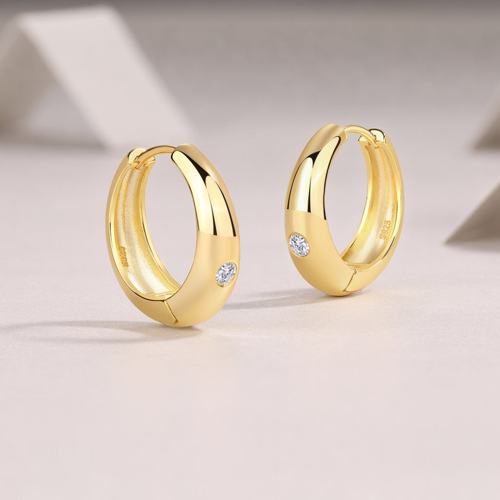 Lacrima Moissanite Teardrop Stud Earrings in Gold-Tone Sterling Silver