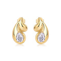 Pera Pear-Cut Moissanite Pear Stud Earrings in Gold-Tone Sterling Silver