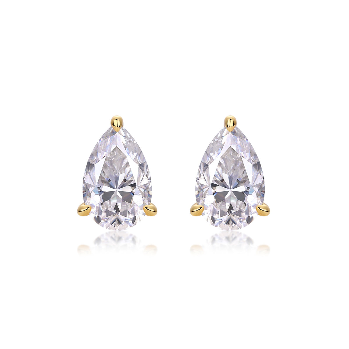 Foglia Moissanite Pear Stud Earrings in Gold-Tone Sterling Silver